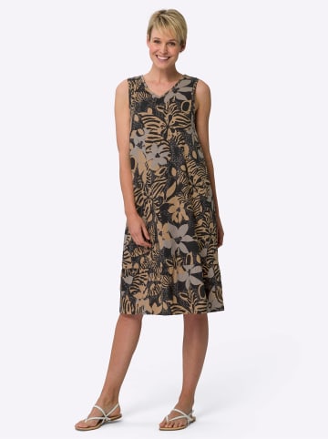 Sommerkleid in schwarz-camel-bedruckt