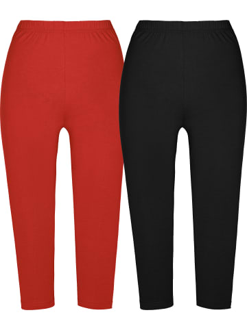 Single-Jersey Capri-Leggings im 2er-Pack in rot/schwarz