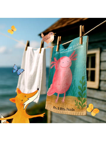 Handtuch Axolotl Glücklich Design mit Spruch in Weiß