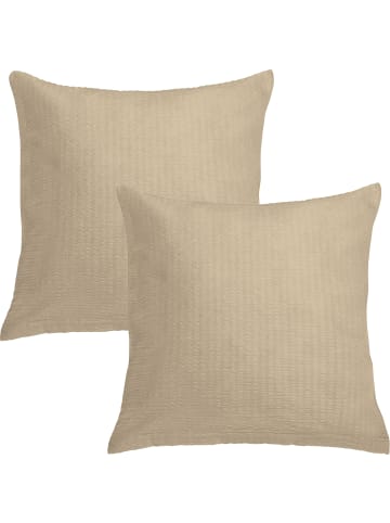 Seersucker Kuschelkissenbezug im 2er-Pack Wertingen in taupe