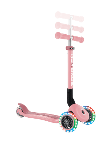 Scooter JUNIOR FOLDABLE LIGHTS Roller in pastellrosa, mit Leuchtrollen