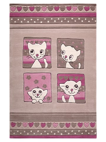 Teppich "Kitty Kat" in Beige/Weiss/Pink
