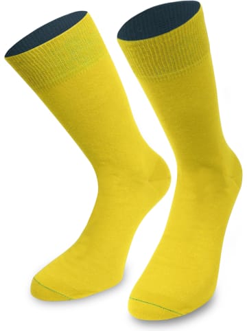 1 Paar Socken Bi-Color in Gelb/Marine