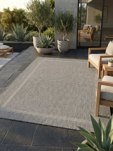 Teppich Outdoor Waschbar Einfarbig ALSTER Strapazierfähig OEKO-TEX in Grau