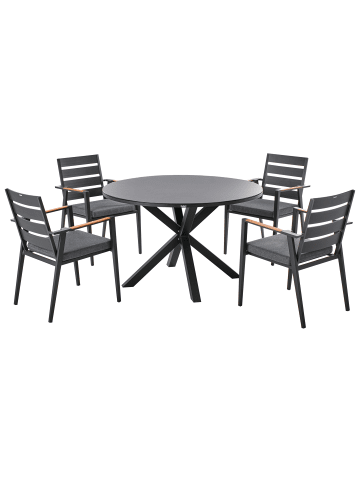 9-tlg Gartentisch Set MALETTO/TAVIANO in Schwarz/Braun