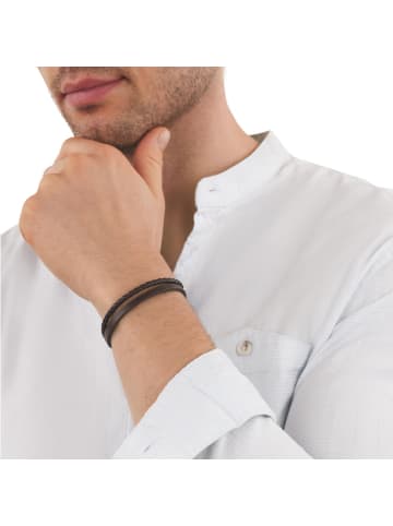 Armband Edelstahl, Leder in braun