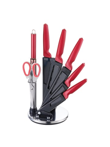 8tlg. Messer-Set mit Messerblock in Rot