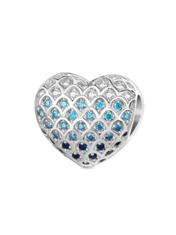Platinbeschichtete Silberlegierung  Charm Zirkonia blau