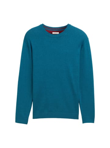 Pullover 'Basic' in türkis-meliert