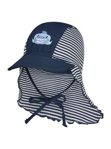 Bademütze mit Nackenschutz Hai in marineblau