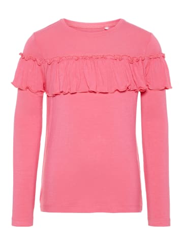 Mädchen Long-Shirt mit Rüschen in Rosa