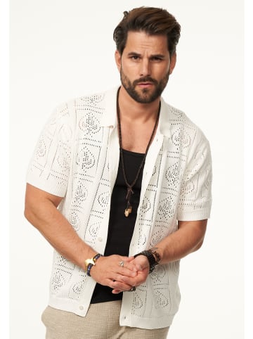 Poloshirt - im Crochet Vintage Summer-Look in Ecru