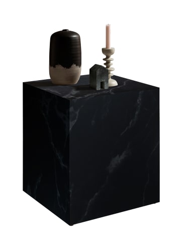 Beistelltisch modern quadratisch 45x45 cm Marmoroptik in Schwarz