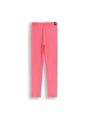 Gerippte Leggings mit langem Hosenbein in rosa