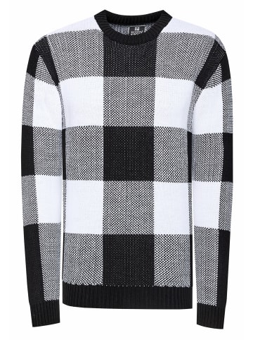 Schwerer Karo Kontrast Grobstrick Pullover in Schwarz / Weiß