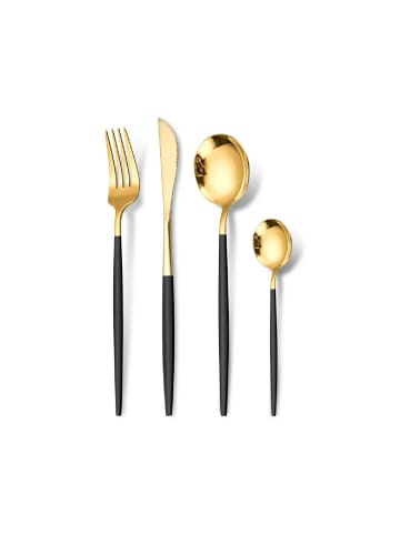24-teiliges Besteck Set aus hochwertigem Edelstahl in Gold