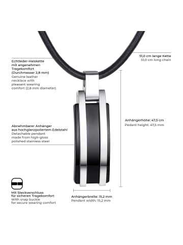 Leder-Kette aus Echtleder in schwarz