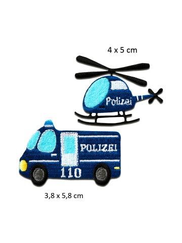 Polizei Feuerwehr Set 5 StückApplikation Bügelbild inSchwarz