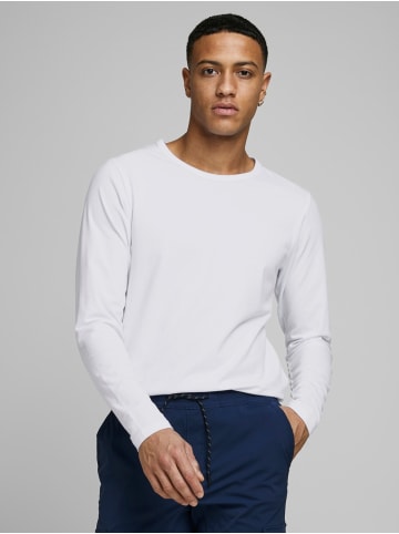Longsleeve Basic Stretch Shirt JJEBASIC Dünner Pullover in Weiß