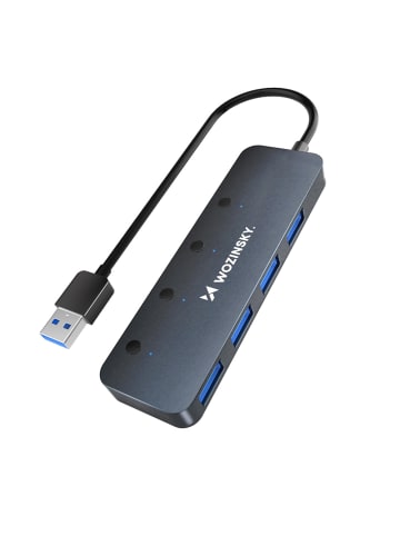 WHS080YSS USB A 3.0 Hub mit Schaltern Grau
