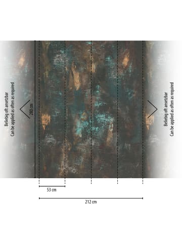 Tapete Urban Rust in Petrol-Bronze