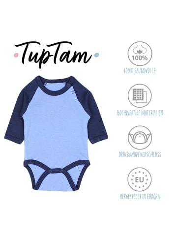 Unisex Langarm Body mit Aufdruck Spruch 5er Pack in blau Modell 1