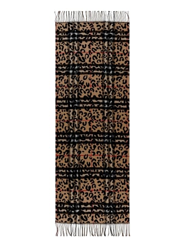 Winterschal mit Fransen in Camel/Black