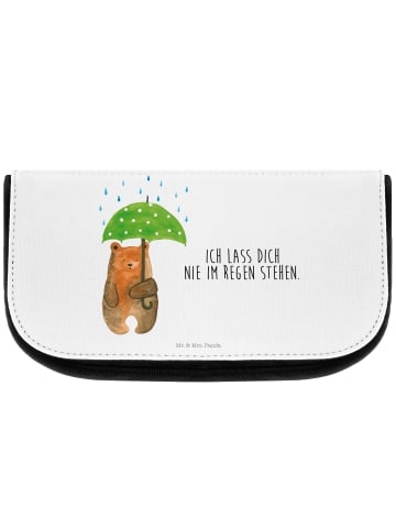 Kulturtasche Bär Regenschirm mit Spruch in Weiß