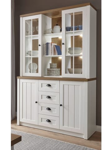 Buffetschrank weiß Pinie, Eiche hell Landhaus, Buffet 130 x 198 cm