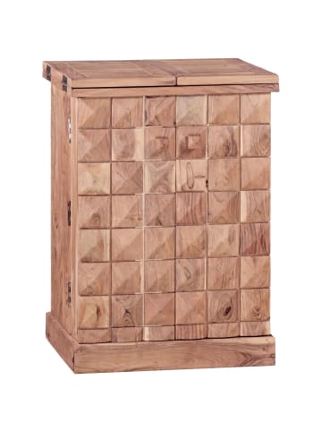 Massivholz Hausbar, ausklappbar, 65x91x50 cm, Barschrank mit Türen in Beige