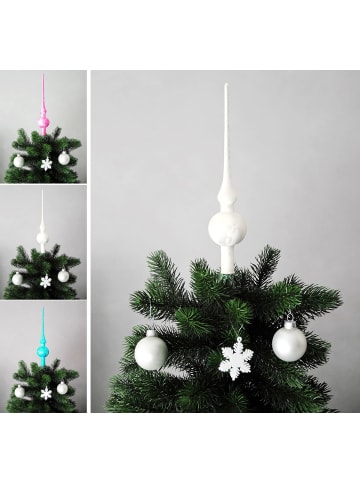Christbaumspitze Eislack 28cm Glas Matt Emaille in Weiß Eislack
