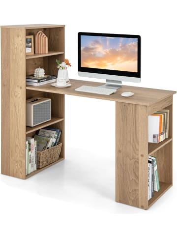 Schreibtisch mit Bücherregal in Hellbraun