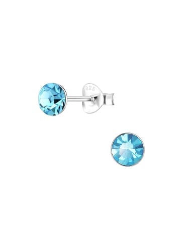Ohrstecker CRYSTAL 5 mm I aqua in 925 Sterling Silber, 2-tlg.