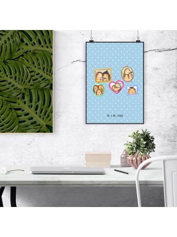 Wandbild Igel Familie ohne Spruch in Blau Pastell