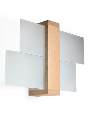 Wandleuchte "LEDA" in Natural Holz und Glas moderne lampe 1xE27 LED NICE LAMPS