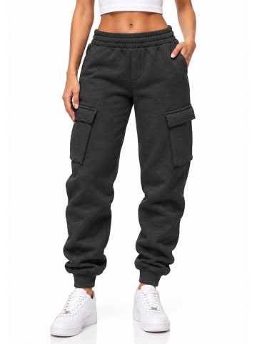 Jogginghose - als Cargohose - Lange Trainingshose Sweatpants in Dunkelgrau