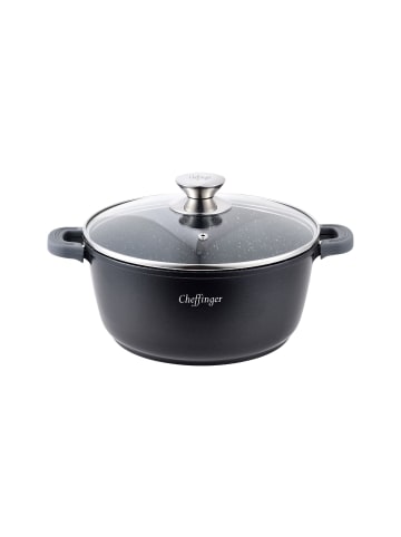 Aluguss Kochtopf Ø20cm mit Glasdeckel in Schwarz