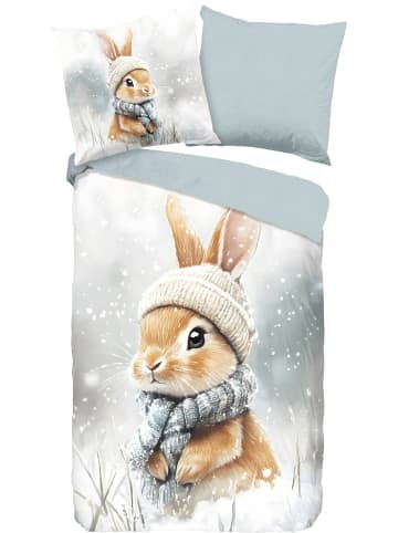 Flanell Kinder-Wendebettwäsche in grau