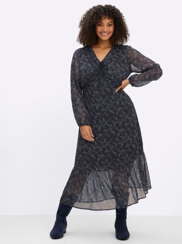 Kleid in tiefblau-eisblau-bedruckt