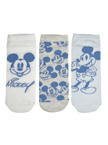 3er Pack Disney Mickey Mouse Socken Sneaker Strümpfe in blau/grau