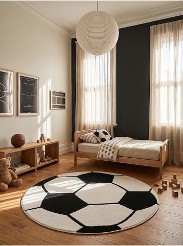 Teppich Kinderzimmer Kinder-Motiv Kinderzimmer pflegeleicht in Schwarz-Weiß