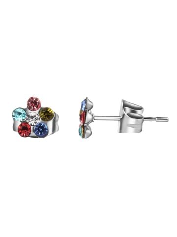 Mädchen Ohrringe – Ohrstecker aus Edelstahl mit Strass Steinchen in silber