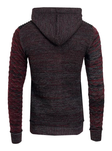 Full Zip Grobstrick Kapuzen-Strick-Jacke in Rot