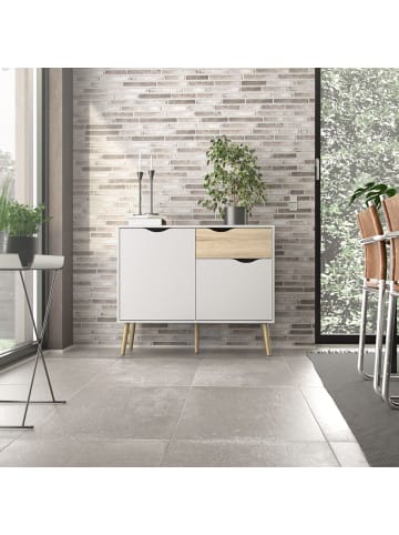 Kleines Sideboard BILLUND in Weiß - (W)98,7  x (H)81,7  x (L)39,1 cm