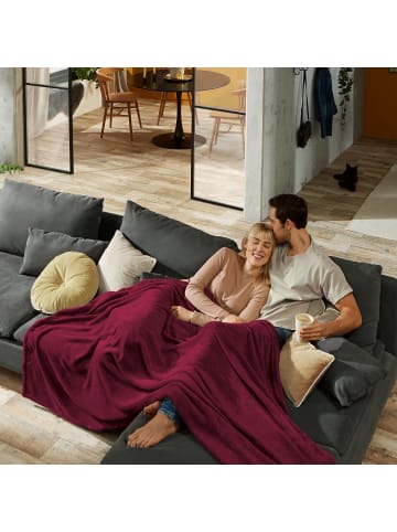 Fleece, Microfaser Wohndecke Amarillo in bordeaux