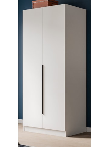 Kleiderschrank weiß 2-türig 80 x 181 cm, Drehtürenschrank mit Kleiderstange