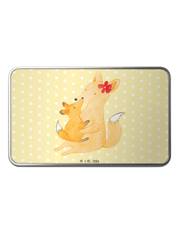 Metalldose rechteckig Fuchs Mama ohne Spruch in Gelb Pastell
