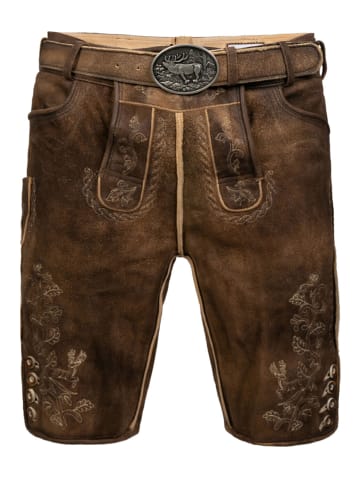 Kurze Hirschlederhose Franz sämisch in dunkelbraun