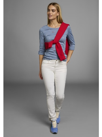 Langarmshirt in mittelblau-gemustert