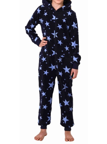 Jumpsuit Overall Schlafanzug Pyjama langarm Sterne - 70318 in marine